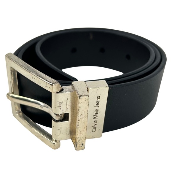Calvin Klein Jeans Accessories - Calvin Klein Jeans Belt Women's Black Gold Toned Buckle Small Minimalism